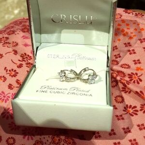NIB GENUINE AUTHENTIC CRISLU WEDDING EARRINGS SOLID STERLING SILVER PLATINUM CZ